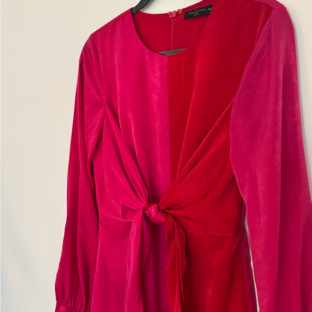 House of Harlow 1960 Red and Pink Long Sleeve Lotta Dress